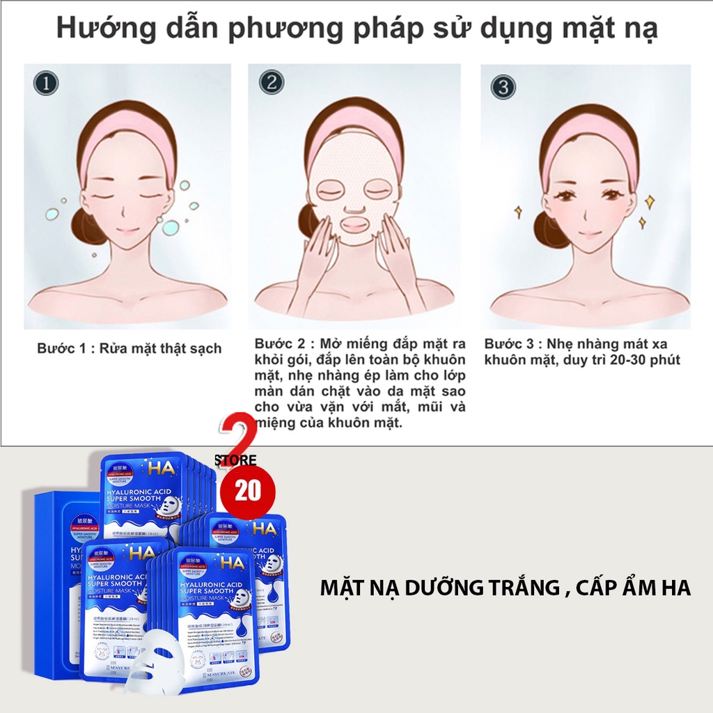 Mặt nạ HA dưỡng ẩm và dưỡng trắng da MayCreate Hàng Nội địa Trung