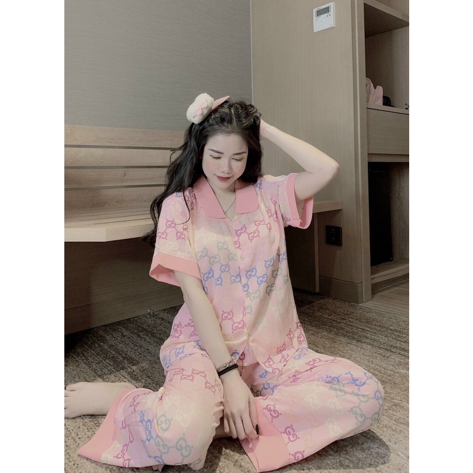 Bộ Pijama Cho Nữ cổ sen CỘC DÀI dễ thương nhiều màu, Đồ bộ mặc nhà pyjama quần dài nữ