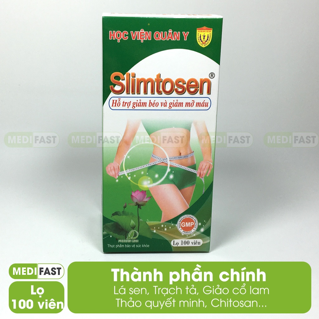 Slimtosen - Viên uống giảm cân của Học Viện Quân Y - Giảm cân hiệu quả, không lo mệt mỏi - Lọ 100 viên