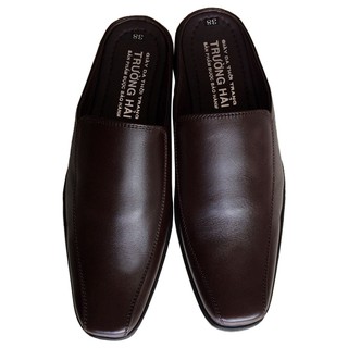 Dép bít mũi nam da bò gót vuông cao 3.5cm màu nâu TH BM269 _170