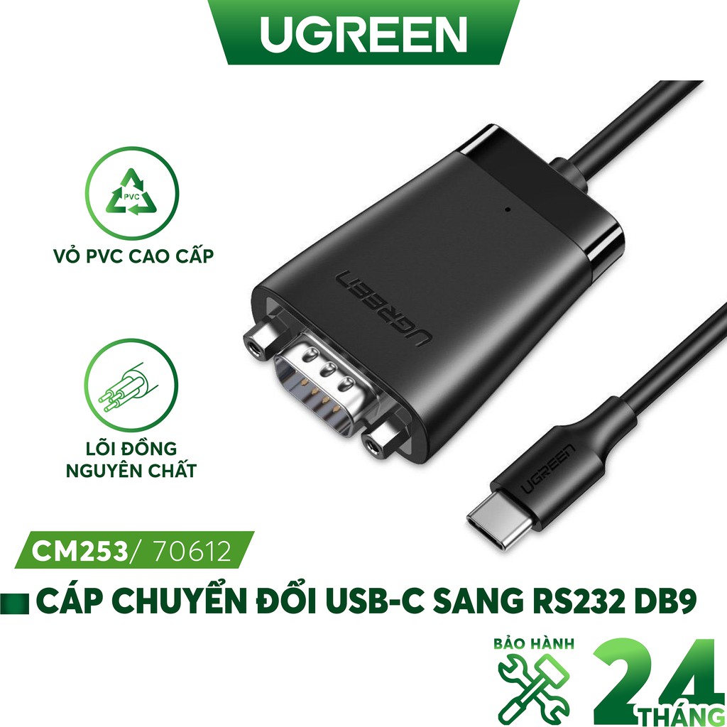 Cáp chuyển đổi tín hiệu USB type C sang RS232 DB9 dài 1.5m UGREEN CM253 70612