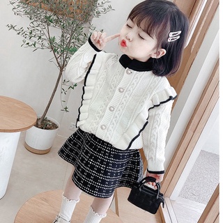 Set váy len đen trắng cho bé gái 13-25kg