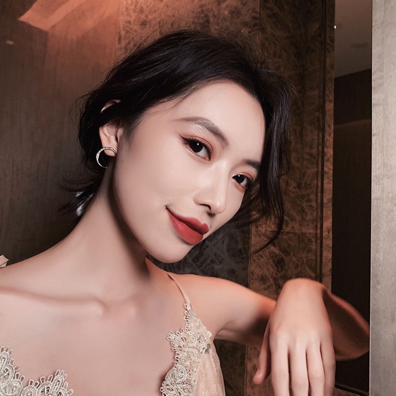 Dongdamen Bông Tai micro Thủ Công Đính Kim Cương Đầy Sao Và Mặt Trăng Sang Trọng Thanh Lịch Siêu Thơ Mộng YR