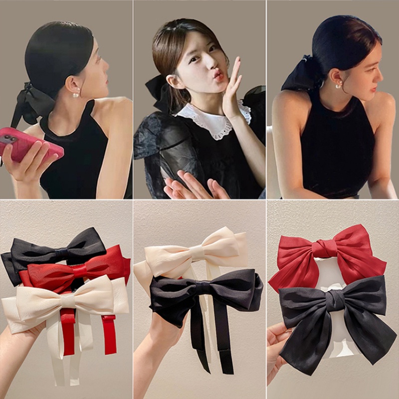 Kẹp Tóc Nơ Vải Satin Chất Lượng Cao Phong Cách Hàn Quốc