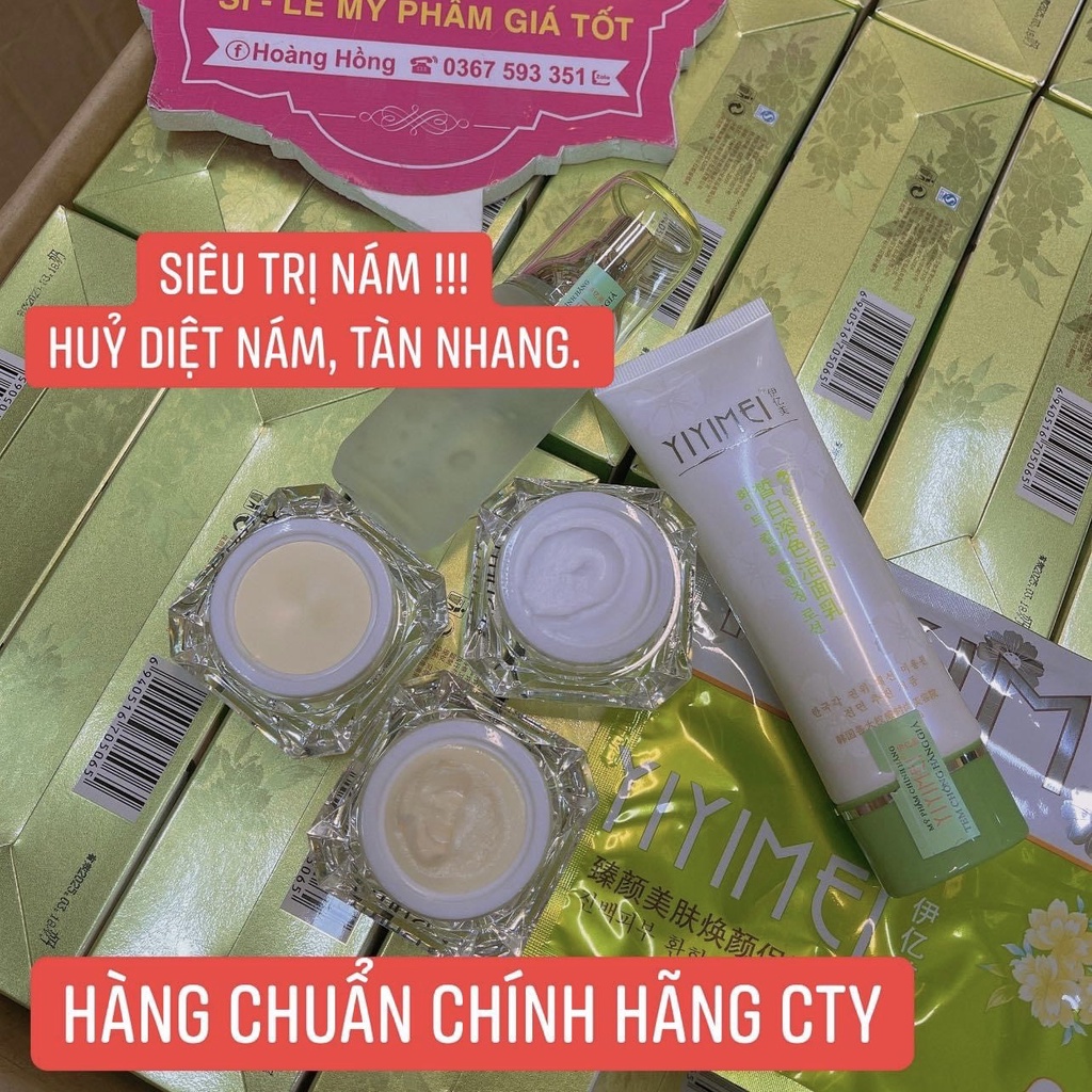 Bộ Mỹ phẩm Yiyimei sạch nám, tàn nhang trắng da, Kem Yiyimei 5in1 chính hãng