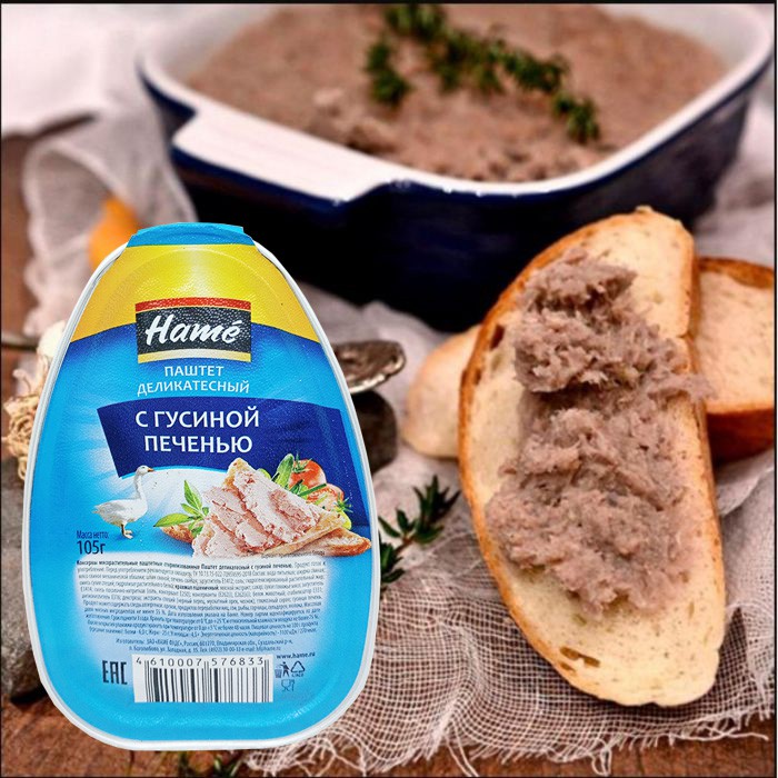 Pate ngỗng Hame của Nga hộp 105gr