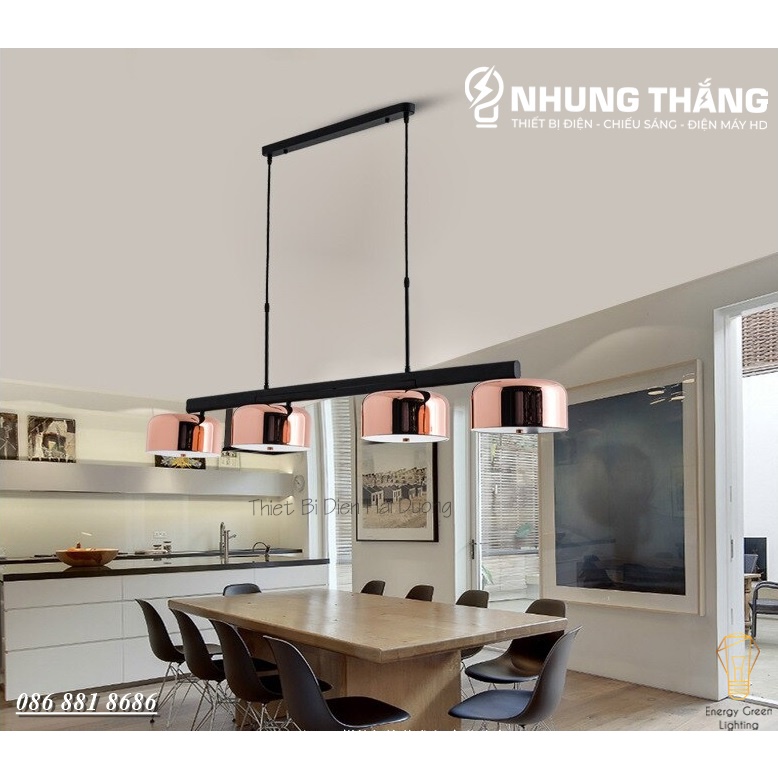 Đèn Thả 4 Chao Đui Đồng DGT-1501 - Xoay 90 Độ - Decor Trang Trí Nội Thất Sang Trọng - Phong Cách Hiện Đại -Kèm4 Bóng G45