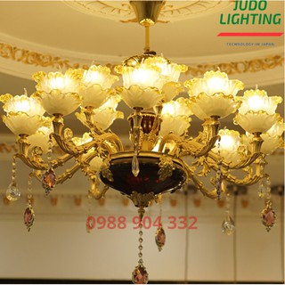 Đèn chùm pha lê 15 tay + tặng kèm bóng