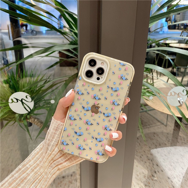 เคส iPhone สำหรับ iPhone 11 Pro Max / iPhone12 / iPhone X / iPhone 7 Plus / iPhone 8 / iPhone 6 / iPhone 11 เคสโทรศัพท์กันกระแทกลายดอกไม้ขนาดเล็กเคสใส TPU นุ่ม