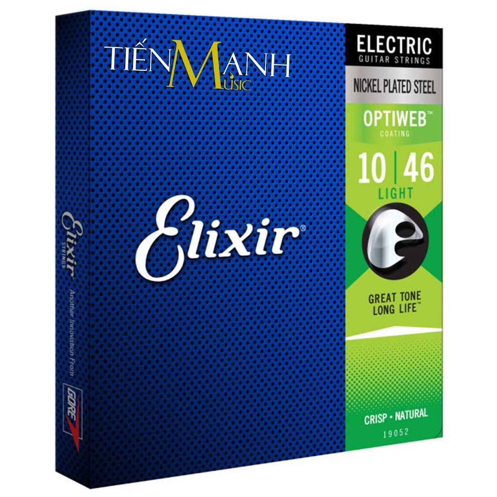 Elixir 19002, 19052 - Cỡ 9, 10 Bộ Dây Dàn Guitar Điện Phủ Lớp Optiweb - Electric Strings - 100% Chính hãng