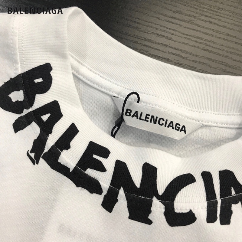 Áo Thun Balenciaga 100% Chính Hãng Tay Ngắn Cổ Tròn In Chữ Thời Trang Cho Nam Và Nữ