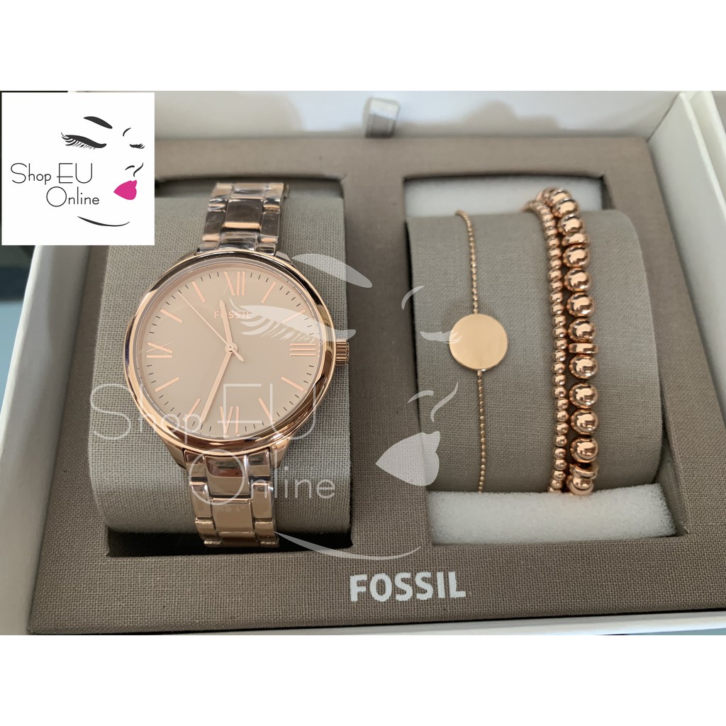 Bộ đồng hồ nữ Fossil + vòng tay thời trang- HCM