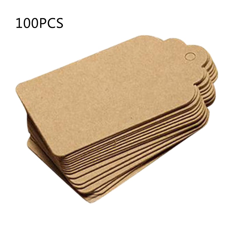 Set 100 Tấm Thẻ Giấy Kraft Đục Lỗ Dùng Để Trang Trí Nhà/Văn Phòng DIY