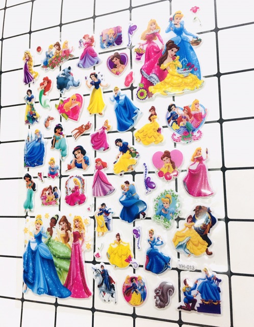 Sét Sticker công chúa hình dán nổi trống nước
