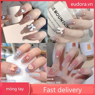 [Hàng mới về] Móng tay giả dán keo kiểu móng dài đính kim tuyến thời trang nghệ thuật có thể gắn vào gỡ ra cho bạn nữ