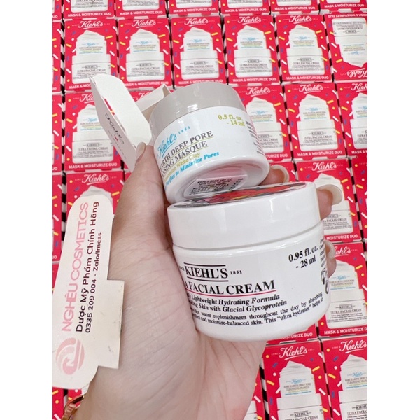 (Có Tách Lẻ) Set Kiehl's Mini 2 Món Mặt Nạ Đất Sét + Kem Dưỡng Ẩm