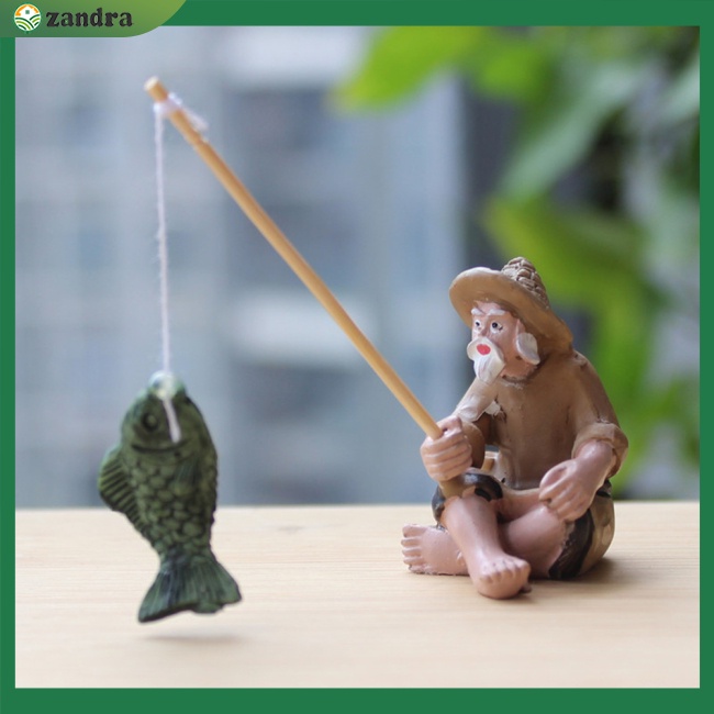 Mô Hình Ông Già Câu Cá Bằng Nhựa Resin Trang Trí Bể Cá