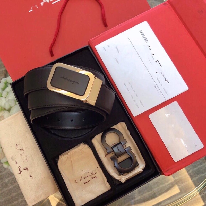 Thắt lưng nam dây nịt cao cấp hai mặt kèm một dây da fullbox có hộp tặng quà