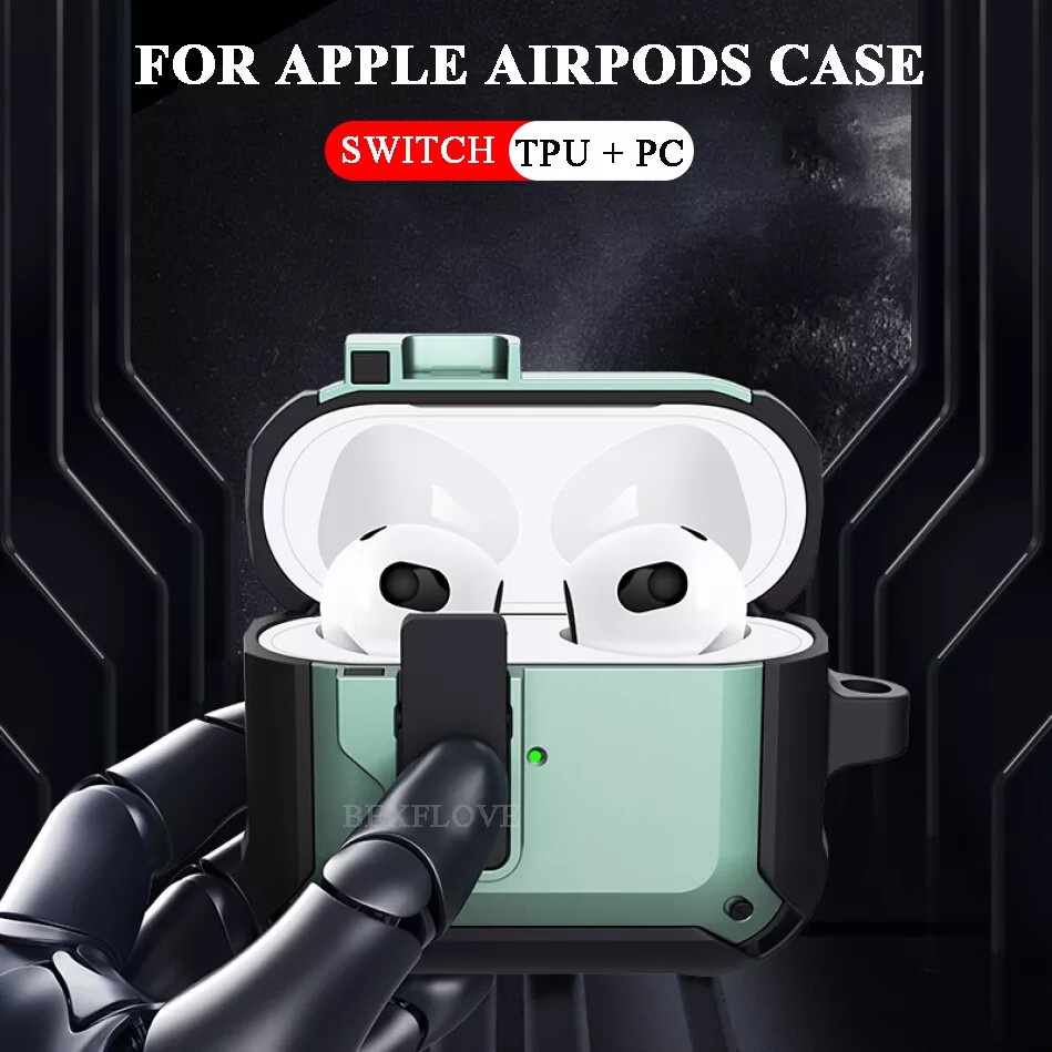 Vỏ Bảo Vệ Hộp Sạc Tai Nghe AirPods 1 2 3 Pro 2 Pro2 Không Dây Chống Rơi Chống Sốc Có Khóa