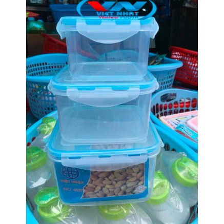 [ BAO GIÁ SHOPEE ] Hộp Đựng Thực Phẩm, Hộp Nhựa Vuông Bảo Quản Đồ Tươi Việt Nhật No 6537 - Để Tủ Lạnh Giữ Nhiệt Tiện Lợi