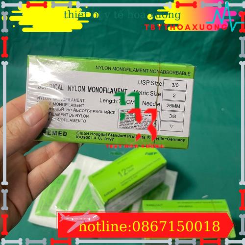 Chỉ nylon size từ số 2/0 đến 5/0 hộp 12 sợi