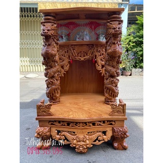 Bàn thờ thần tài ông địa mẫu rồng phun lửa, có hộp đèn 68 x 68 x 108cm