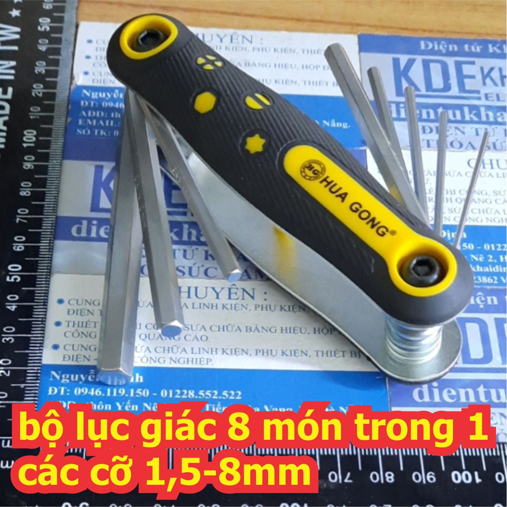 Bộ Lục giác vặn bulong ốc vít 8 món trong 1 các cỡ 1,5-8mm kde2405