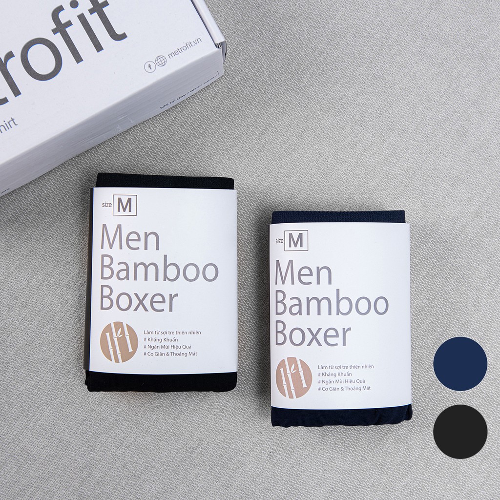 [SỢI TRE MÁT MỊN] Combo 2 Quần Boxer Nam Kháng Khuẩn Ngăn Mùi Thấm Hút Bamboo Màu Trơn Cao Cấp Chính Hãng METROFIT