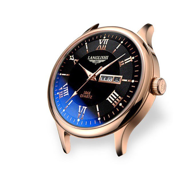 Đồng hồ nam dây da chính hãng, đồng hồ kim nam không thấm nước chính hãng LANGLISHI cao cấp số la mã DH03A - Aka Mart