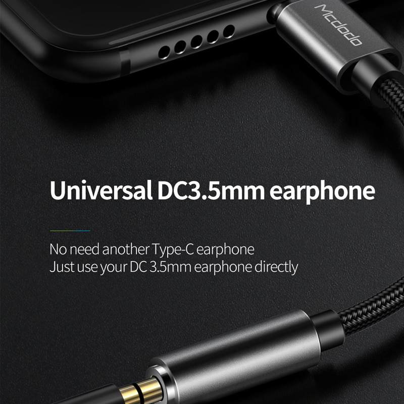Mcdodo Type C 3.5 Jack Earphone Cable USB C to 3.5mm AUX Headphones Adapter For Huawei mate 20 P20 pro Xiaomi Mi 6 8 Audio cable Mcdodo Loại C 3.5 Jack Earphone Cable USB C để 3.5mm AUX Headphones Adapter Đối với Huawei mate 20 P20 pro Xiaomi Mi 6 8