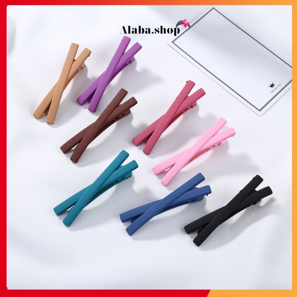 Kẹp Tóc Mái Chữ X Alaba nhiều màu sắc trơn