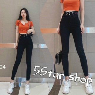 QUẦN JEAN NỮ ĐEN LƯNG CAO LƯNG QUẦN LUỒN PHỐI NÚT CÁ TÍNH