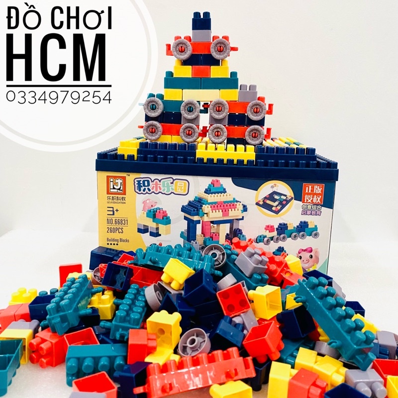 [260 - 360 CHI TIẾT] Đồ chơi xếp hình lắp ráp lego nút lớn dành cho bé thích lắp ghép lego giúp bé sáng tạo các mô hình