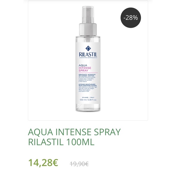 [ Minisize 30ml ] Xịt dưỡng ẩm chuyên sâu - làm dịu da - cấp HA Rilastil Aqua Intense Spray