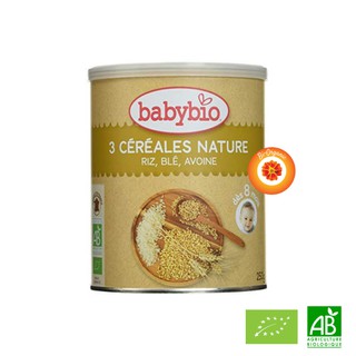 NGŨ CỐC ĂN DẶM HỮU CƠ 3 LOẠI HẠT (LÚA MỲ, GẠO, YẾN MẠCH) BABYBIO (250g) - Organic Baby Cereal (Wheat, Rice & Oat)