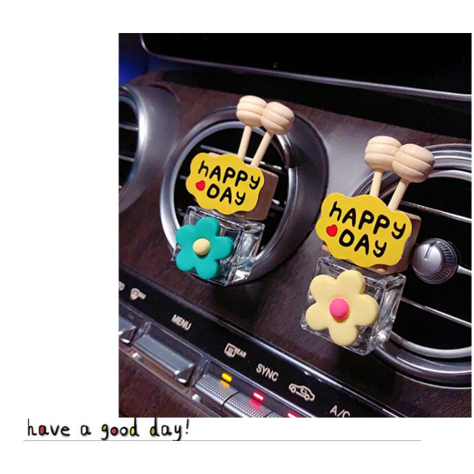 Lọ đựng tinh dầu khuếch tán nước hoa ô tô cài cửa gió gắn chữ HAPPY DAY - D&amp;A Shop