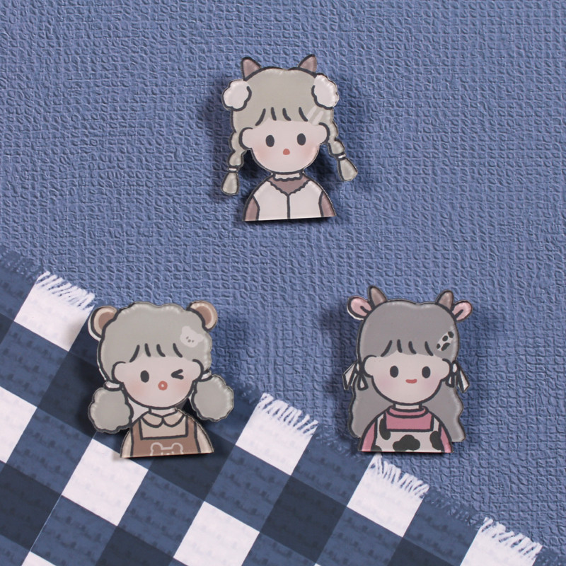 Ghim cài áo thiết kế hình hoạt hình phong cách Hàn Quốc dễ thương