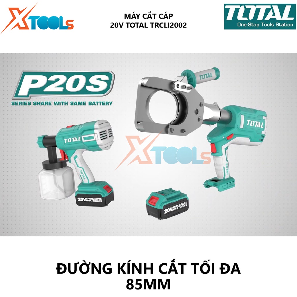 Máy cắt cáp thủy lực dùng pin TOTAL TRCLI2002 cắt các loại cáp điện có kích thước lớn độ cứng cao [XSAFE][XTOOL]