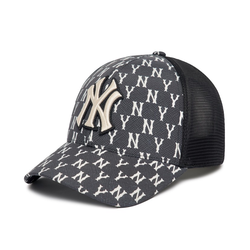 Mũ lưỡi trai MLB thêu chữ NY phối lưới hoạ tiết monogram hàng xuất dư cao cấp phong cách Hàn Quốc - Hùng Nón Hiệu