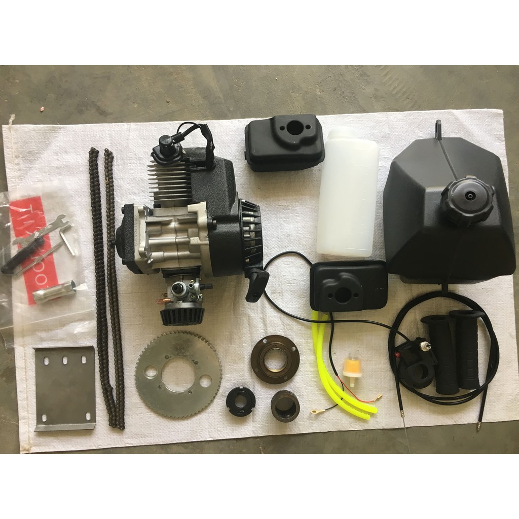 BỘ CHẾ XE ĐỘNG CƠ XĂNG 50CC CHẾ KHUNG SƯỜN XE ĐẠP