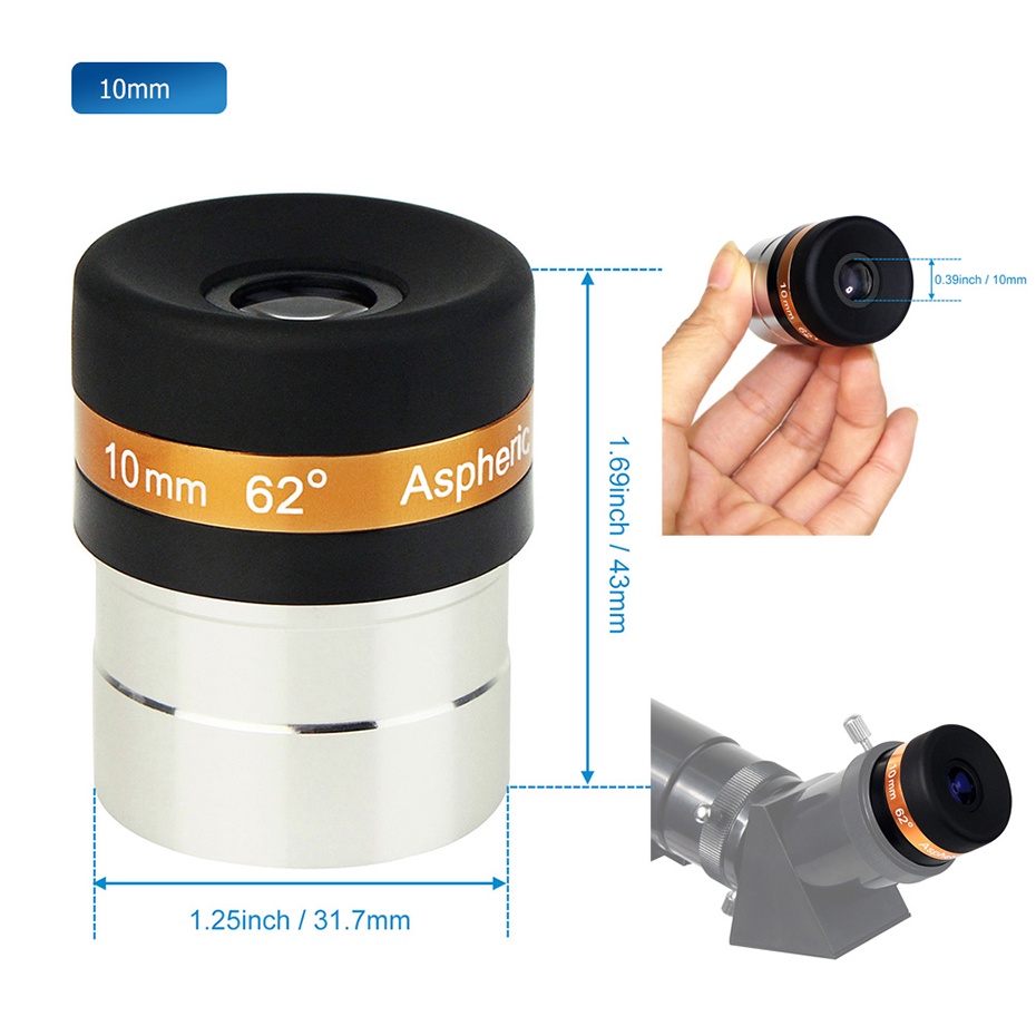 Thị Kính Svbony 1.25 &quot;Thiên Văn Học 62° Ống Nhòm HD Dài 4mm / 10mm / 23mm Cho Thiên Văn