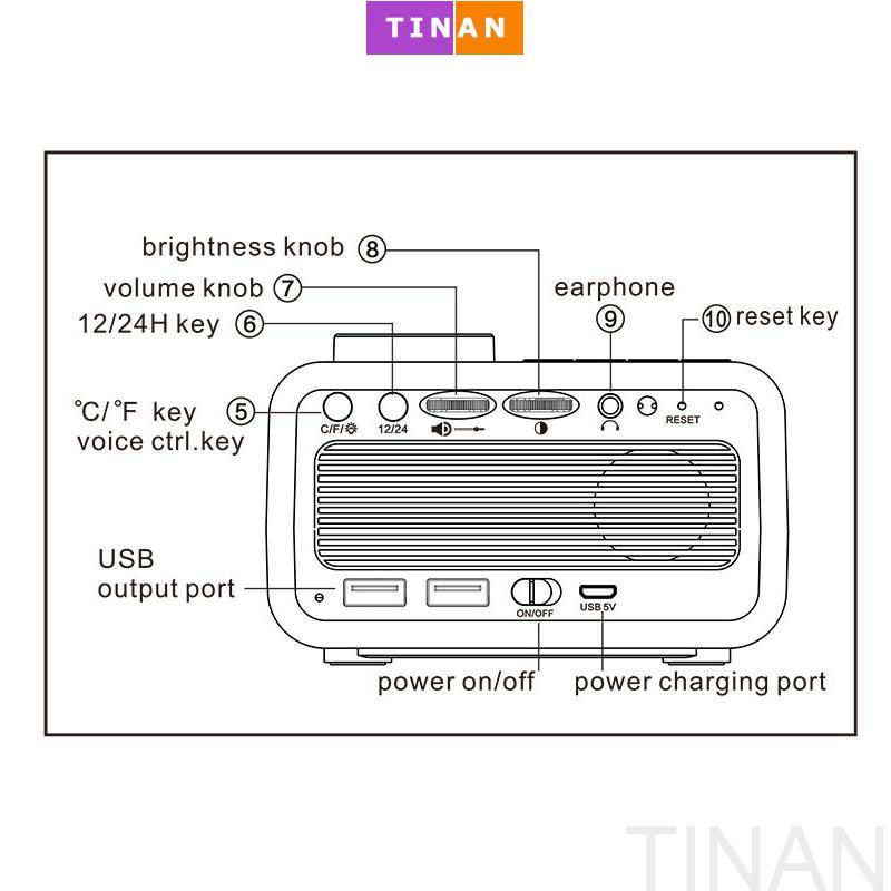Đồng Hồ Báo Thức XM9908, Điều Khiển Bằng Giọng Nói Đa Chức Năng