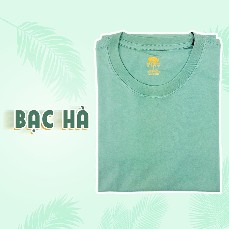 Áo Thun Trơn Nữ Gold Rhino Cổ Tròn, Áo Phông Nữ Cotton Organic Cao Cáp Hàng Hiệu Mềm Mịn Mát Hút Mồ Hôi Tay Ngắn Bạc Hà