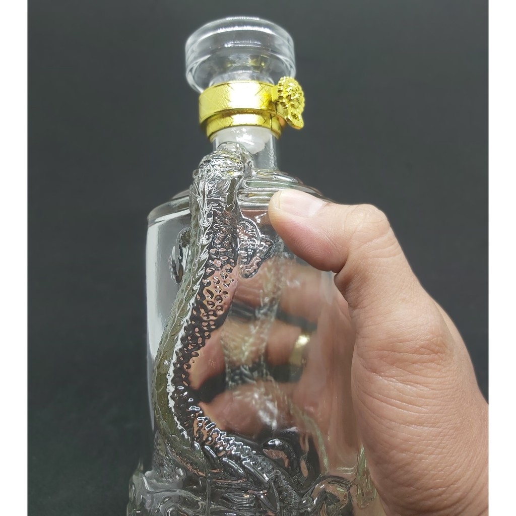 [ VIPShop ] Vỏ Bình Thủy Tinh Đựng Rượu 500ml, Chai Đựng Rượu Hoa Văn Rồng Thần, CTT-11 | BigBuy360 - bigbuy360.vn