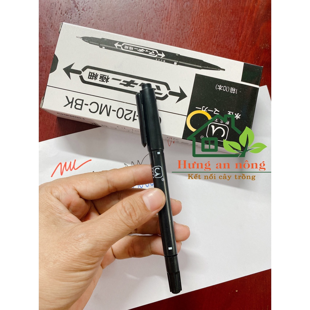 Bút kim - bút lông dầu 2 đầu ngòi 0.5mm - 1mm