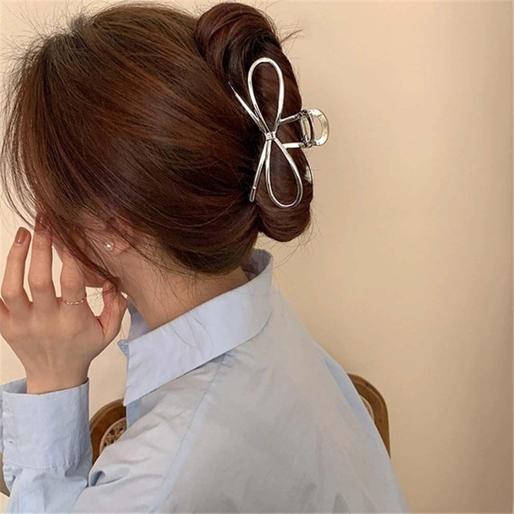 Kẹp Tóc Kim Loại Hình Nơ Đơn Giản Dễ Phối Đồ Cho Nữ