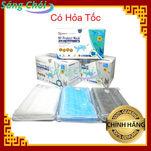 1 Hộp [50 Cái] NY Protect Mask Khẩu Trang Y Tế 4 Lớp Vải Kháng Khuẩn Chống Ô Nhiễm Chống Bụi Mịn Khói Bụi Phấn Hoa Như Ý