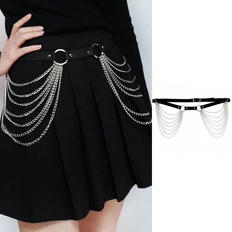 Dây Xích Màu Đen Đeo Thắt Lưng Quần Jean Phong Cách Punk Cá Tính