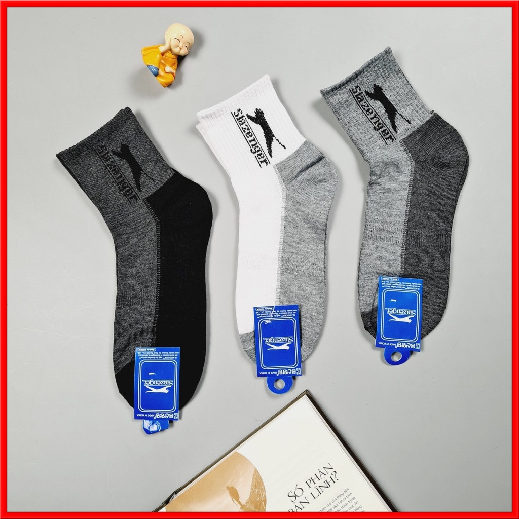 Tất nam cổ trung Hàn Quốc Slazenger chất liệu mềm min, thấm hút mồ hôi, co giãn tốt T026