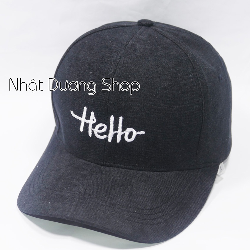 Mũ lưỡi trai ❤️ Nón kết thêu hình chữ Hello chất kaki cao cấp form unisex nam nữ